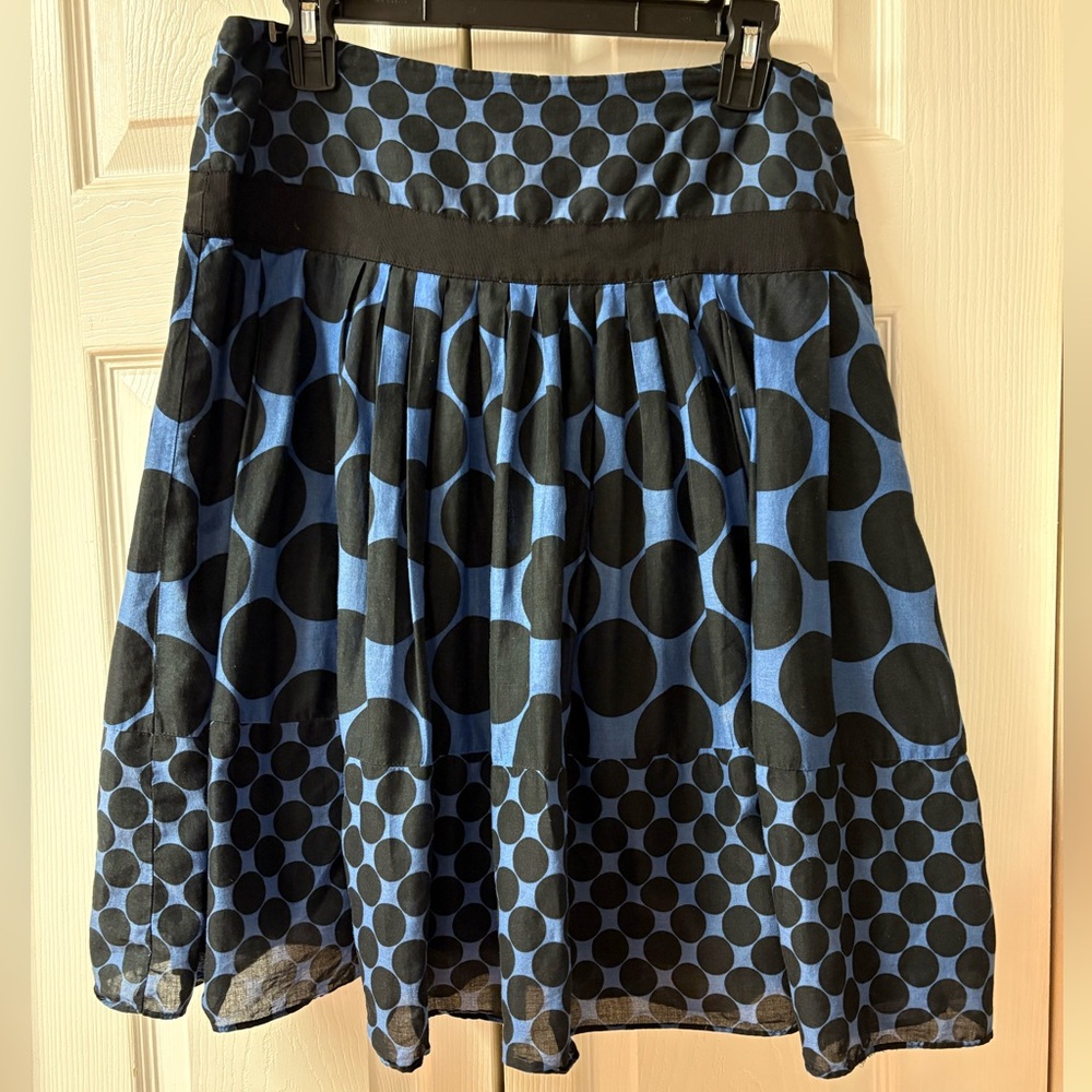 INC Stylish Blue and Black Polka Dot Skirt Size 8